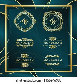 Luxury design with elegant dark blue background