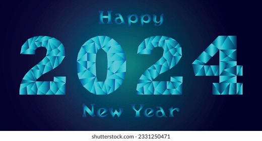 Luxury design with Happy New Year 2024 with blue number on blue background