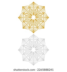 LUXURY DESIGN MANDALA GOLD SILVER ISOLATED ON WHITE