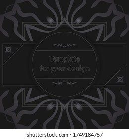 Luxury design on black background. Template for your design with ornamental elements  for packing,  banner, flyer and print design. Workpiece for your design. 
