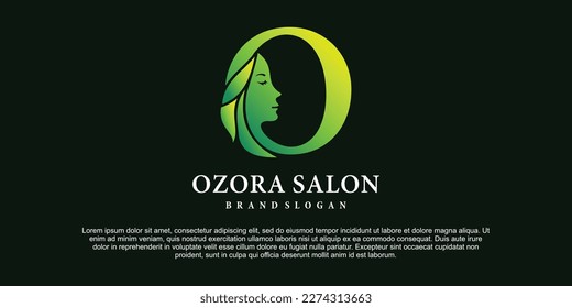 Vector de diseño de lujo Ilustración de color gradiente verde monograma belleza Logo Letra inicial O