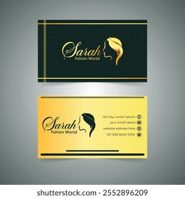 Luxury Designs Tailored to Your Vision two business cards with gold and green 
