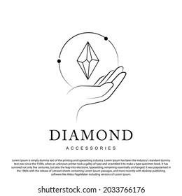 Luxury diamond accessories logo concept. Simple outline logo for your business