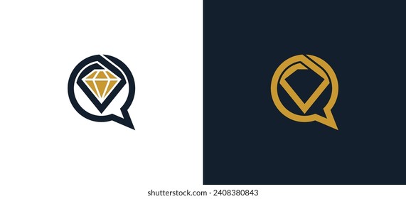 Símbolo de símbolo de signo de elemento Diseño del logotipo de chapa de diamantes de lujo. Consulta, Gema, Joyería, Logotipo Joyero. Plantilla de logotipo de ilustración de vector