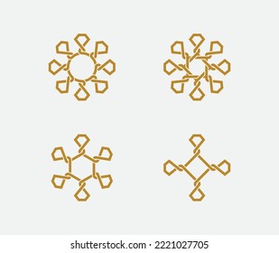Diamante de lujo con círculo, hexágono, forma cuadrada Logotipo conjunto conjunto símbolo símbolo símbolo símbolo símbolo símbolo signo elemento Diseño. Joyería, Logotipo Joyero. Plantilla de ilustración de vector