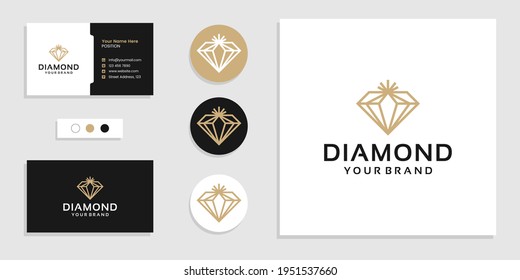 Luxury Diamond Gems Logo And Business Card Design Template