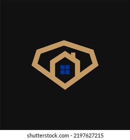 Luxury diamond and house property logo vector design