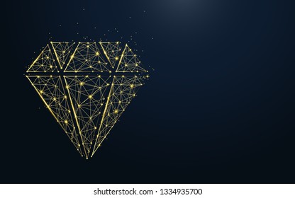 Luxury diamond icon from lines, triangles and particle style design. Illustration vector