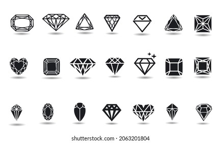 Plantilla vectorial de conjunto de iconos de diamantes de lujo 