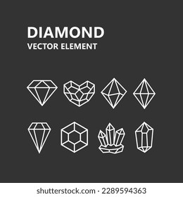 conjunto de elementos vectores de icono de diamante de lujo