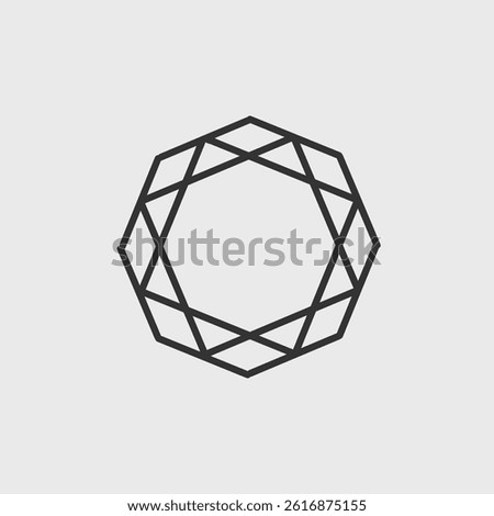 Luxury diamond icon vector with gemstone ruby emerald sapphire outline stroke thin elegant shape black background jewelry gift crystal carat shiny bijou fashion abstract treasure

