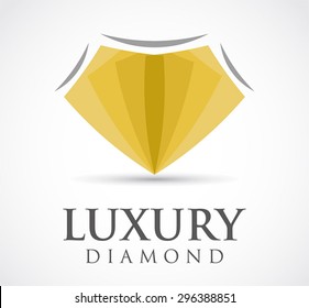 Luxury diamond jewelry abstract vector logo design template. Business gold elegant icon. Company beauty fashion accessories symbol concept.