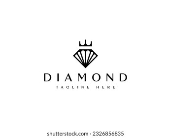 luxury diamond jewelry king queen vector logo design