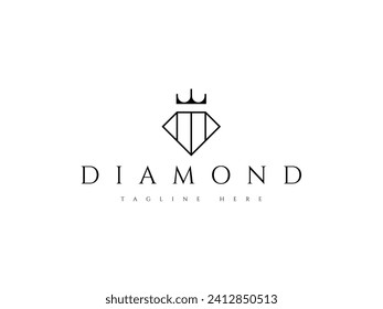 luxury diamond jewelry king queen logo design