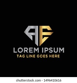 Luxury Diamond Logo Design Template and letter AE logo design.