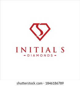 Logotipo de diamante de lujo con diseño de vectores de letras S iniciales