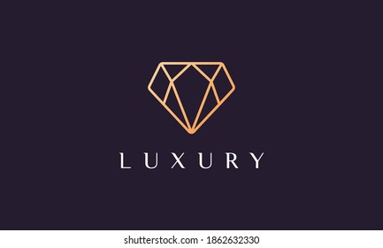 luxury diamond logo shaped simple and modern with gold color