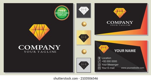 Luxury diamond logo, simple, free premium business card template vector eps 10
