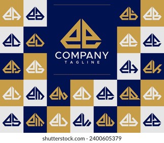 Luxury diamond lowercase letter E EE logo design set
