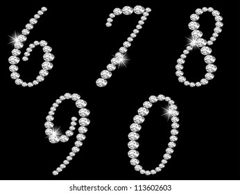 Luxury Diamond Numbers On Black Background