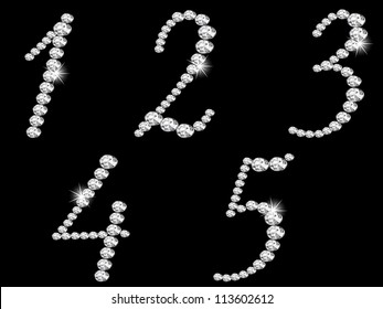 Luxury Diamond Numbers On Black Background