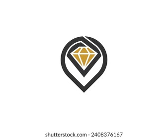 Luxury Diamond Pin Emblem Logo-Aufkleber Concept Symbol Symbol Symbol Symbol Design Element. Gedicht, Schmuck, Schmuck-Logotype. Logo-Vorlage für Vektorgrafiken