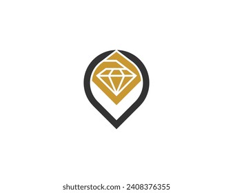 Luxury Diamond Pin Logo Concept icon sign symbol Element Design. Gem, Jewellery, Jewelry Logotype. Vector illustration logo template