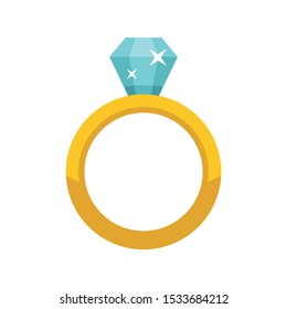 Luxury diamond ring icon. Flat illustration of luxury diamond ring vector icon for web design
