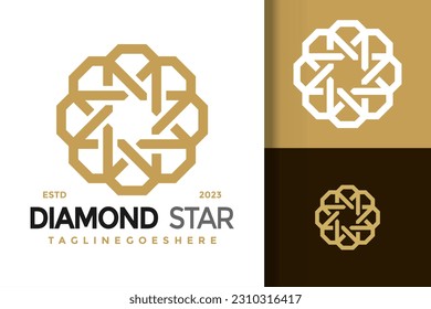 Ilustración de icono del logotipo Diamond Star de lujo