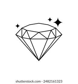 Luxury diamond vector icon on white background.