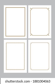 Luxury Diploma Frame Template With Gold Lines. Certificate Frame Template. Certificate Blank Frame.