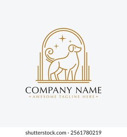 Luxury dog line art logo vector. Pet shop and cosmetic brand identity template.