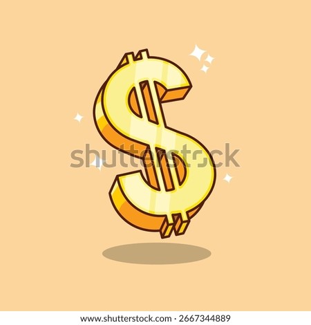 luxury dollar icon made of expensive gold 2d flat design