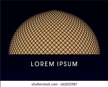 Luxury Dome, Abstract construction,architecture, building ,designed using gold square geometric shape ,logo, symbol, icon, graphic, vector.