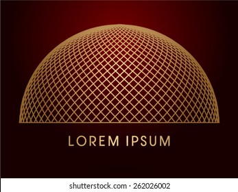 Luxury Dome, Abstract construction,architecture, building ,designed using gold line geometric shape , logo, symbol, icon, graphic, vector.