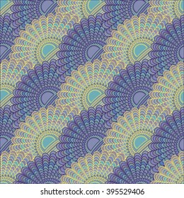 Luxury doodle coloring texture wallpapers design. Abstract seamless pattern in vector fans or shells, openwork geometry for design web or textures.