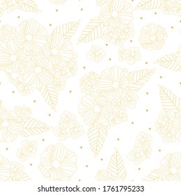 Luxury Doodle Golden Line Flower Seamless Stock Vector (Royalty Free ...