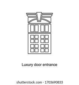 Luxury door entrance icon vector on white background. Black icon illustration