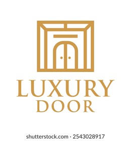 design de logotipo minimalista plano de porta de luxo