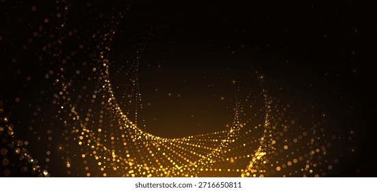 Textura dorada punteada de lujo del modelo en el fondo oscuro con efecto de iluminación del oro. Concepto de estilo de lujo. Ilustración vectorial.