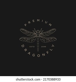 Luxury dragonfly line logo icon design template flat vector