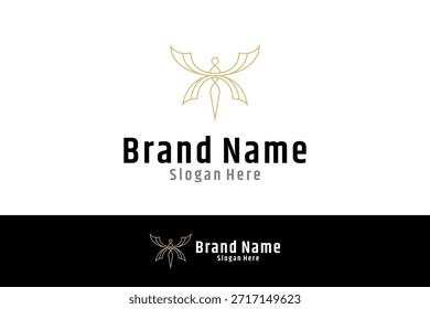 Vector de diseño de logotipo de libélula de lujo con estilo de línea 