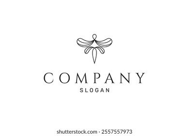 luxury dragonfly logo in outline line art design style