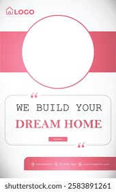 Luxury dream house apartment, modern real estate home portrait social media post, creative design, illustration art