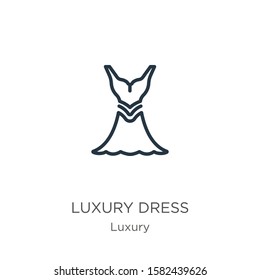 Luxury dress icon. Thin linear luxury dress outline icon isolated on white background from luxury collection. Line vector sign, symbol for web and mobile