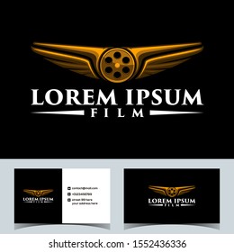 luxury drone fly film logo design vector 