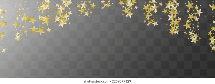 Luxury Dust Vector Transparent Panoramic Background. Luminous Elegant Universe Texture. Starry Vector Transparent Panoramic Background Pattern. Gold Xmas Space Illustration.