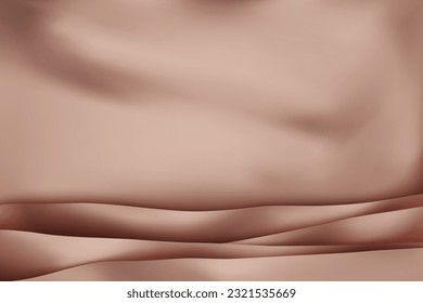 The luxury of Dusty pink fabric texture background. Closeup of rippled silk fabric. Stacked silk fabrics. Beige background. 3D vector illustration.
