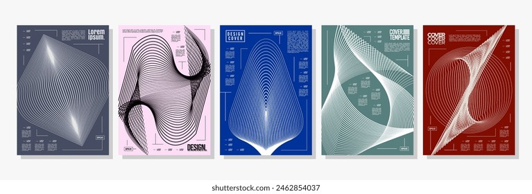 Luxury dynamic blend line abstract cover design set