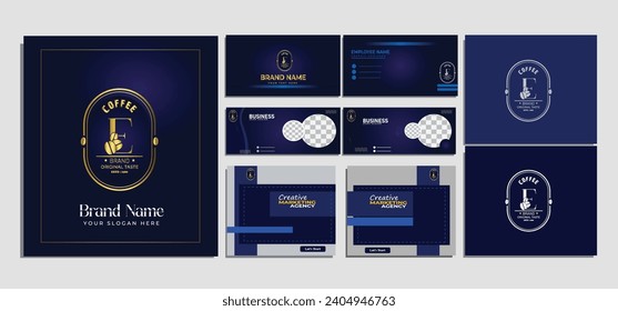 luxury E letter Coffee bean logo design template elements - vector sign. E Letter logo for business card, social post, cover photo corporate identity. luxury letter logo. 
